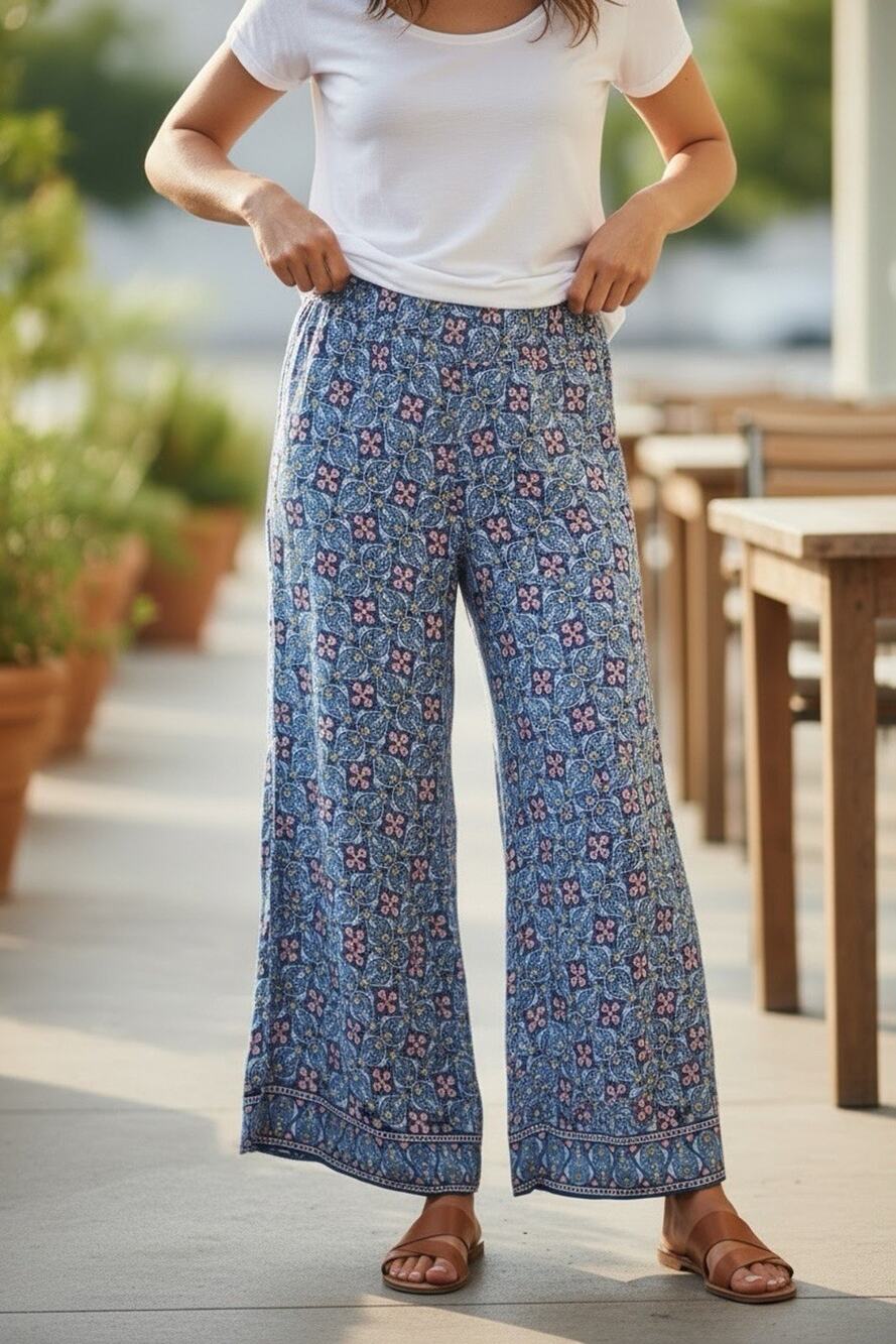 Max Studio Women's Pants Size 1X Elastic Waist Wide Leg Comfort Boho